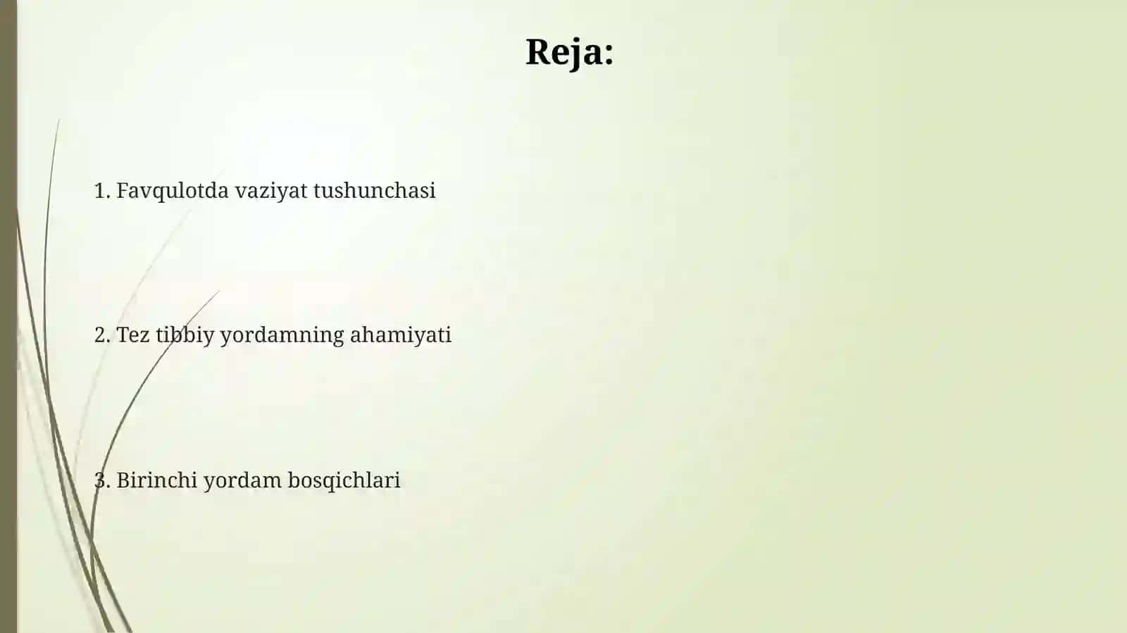 Favqulotda vaziyatlarda aholiga tez tibbiy yordam koʻrsatish 2