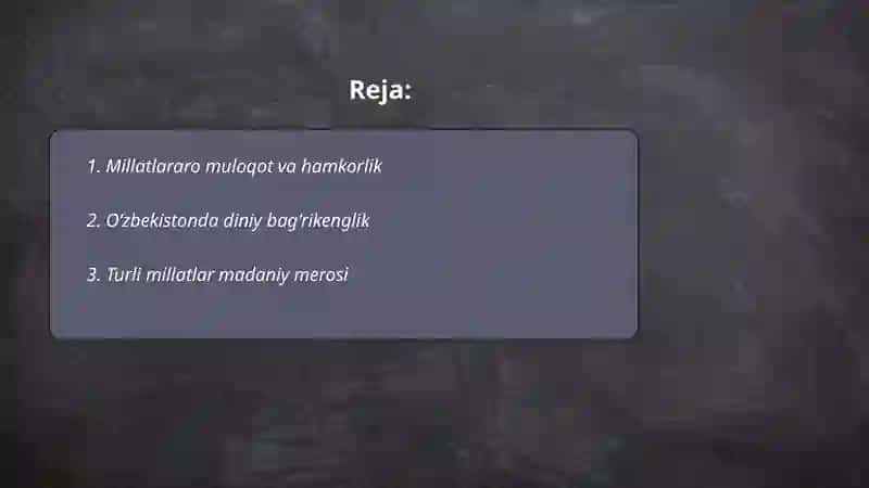 Oʻzbekistonda millatlararo munosabatlar va bagʻrikenglik 2