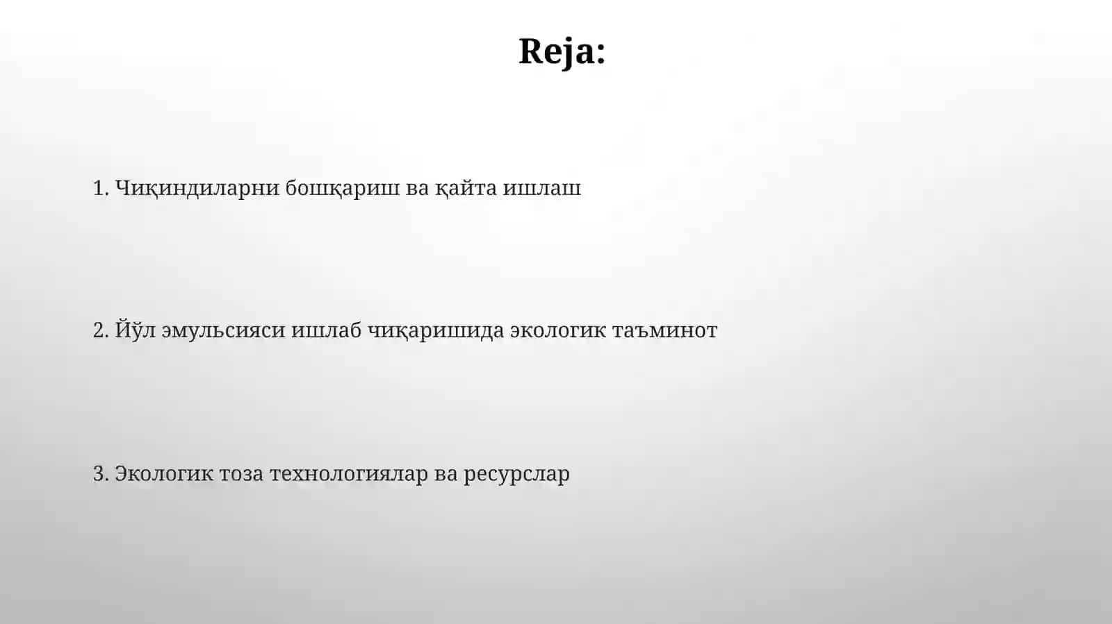 Yoʻl emulsiyalarini ishlab chiqarishning ekologik taʼminoti 2