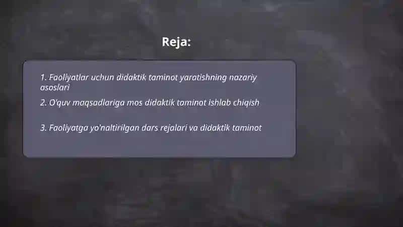 Faoliyatlar uchun didaktik taminot yaratish 2