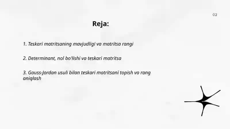 Teskari matritsa matritsa rangi 2