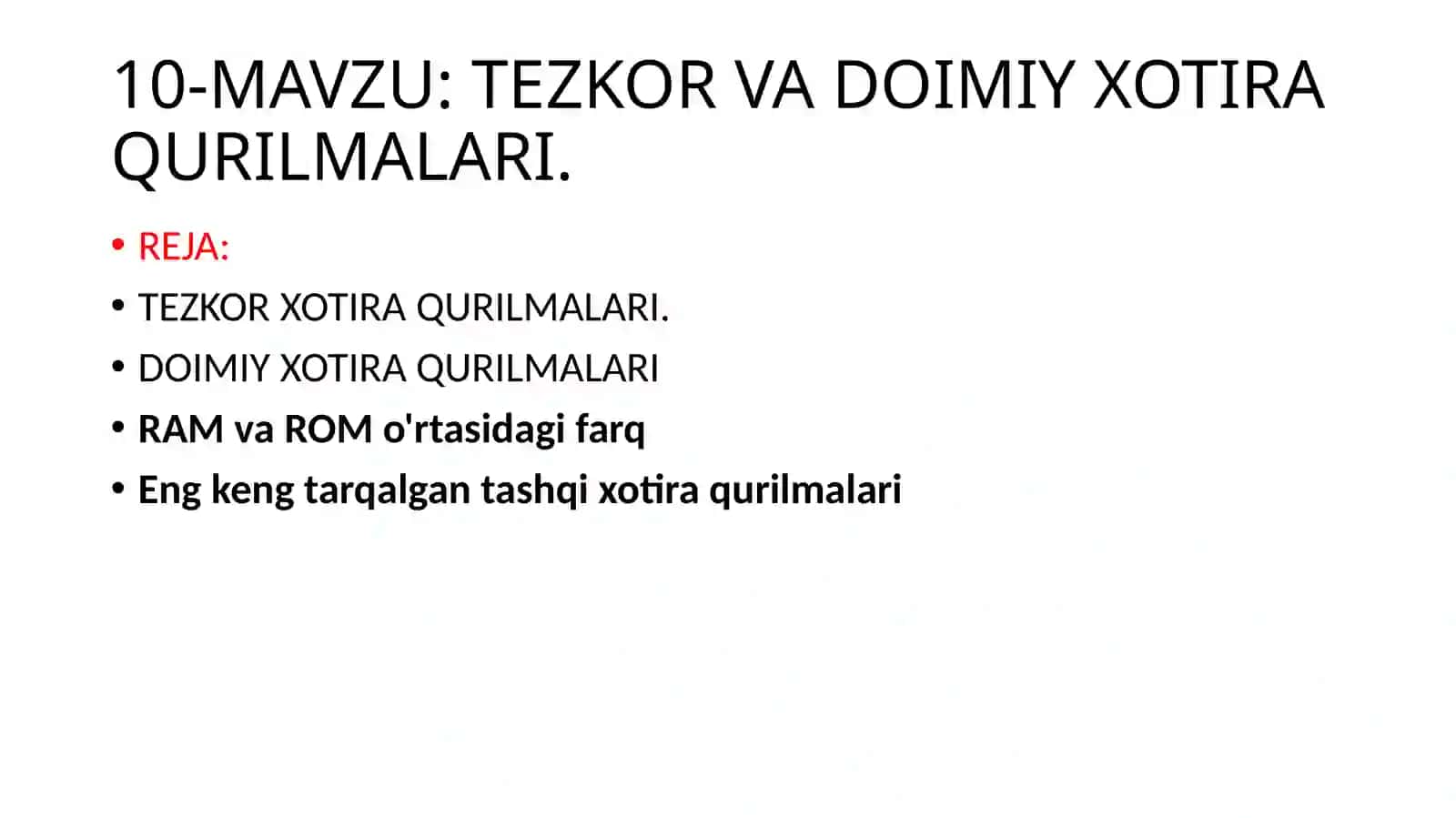 TEZKOR VA DOIMIY XOTIRA QURILMALARI 2
