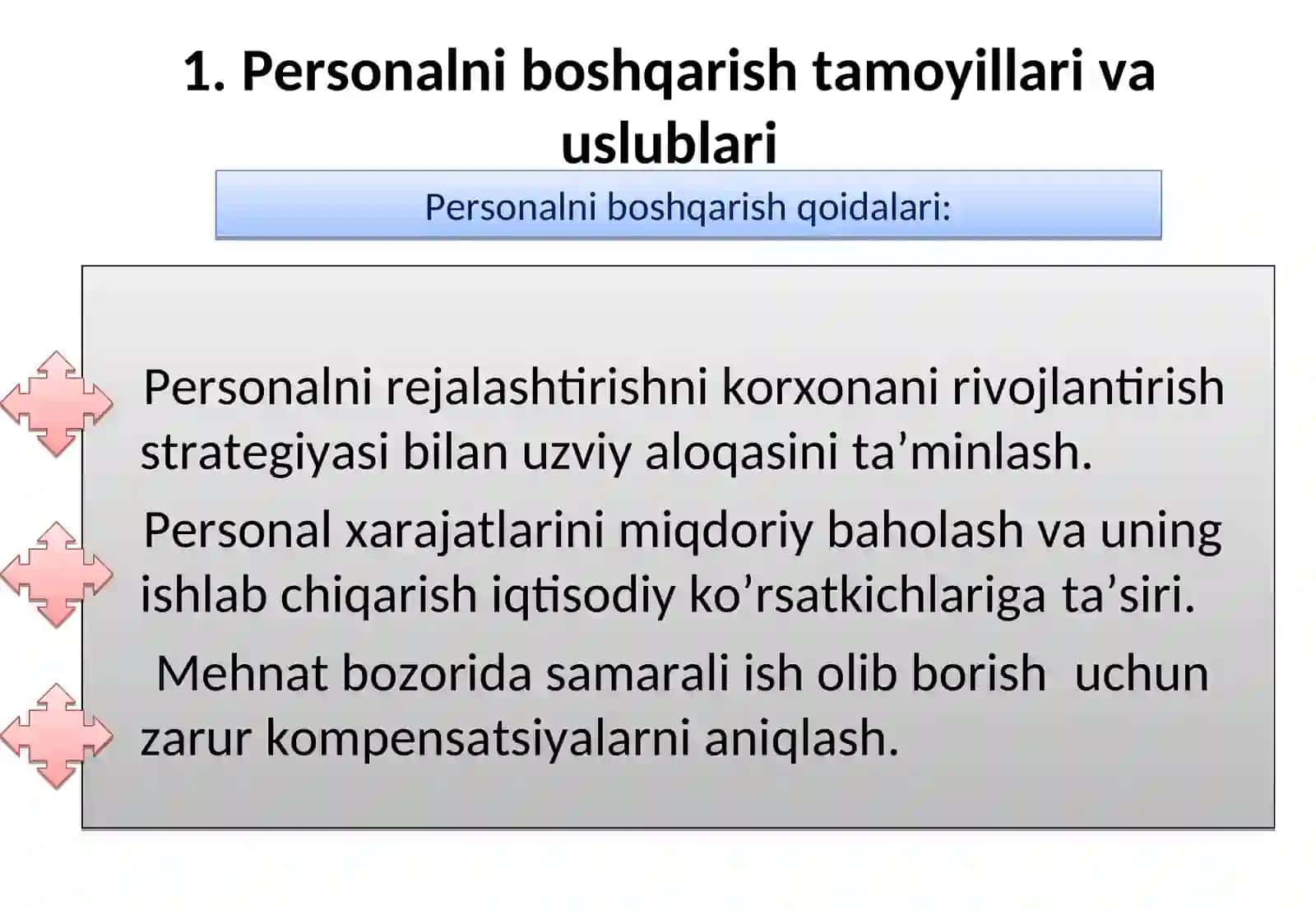 Personalni boshqarish tamoyillari va uslublari 2