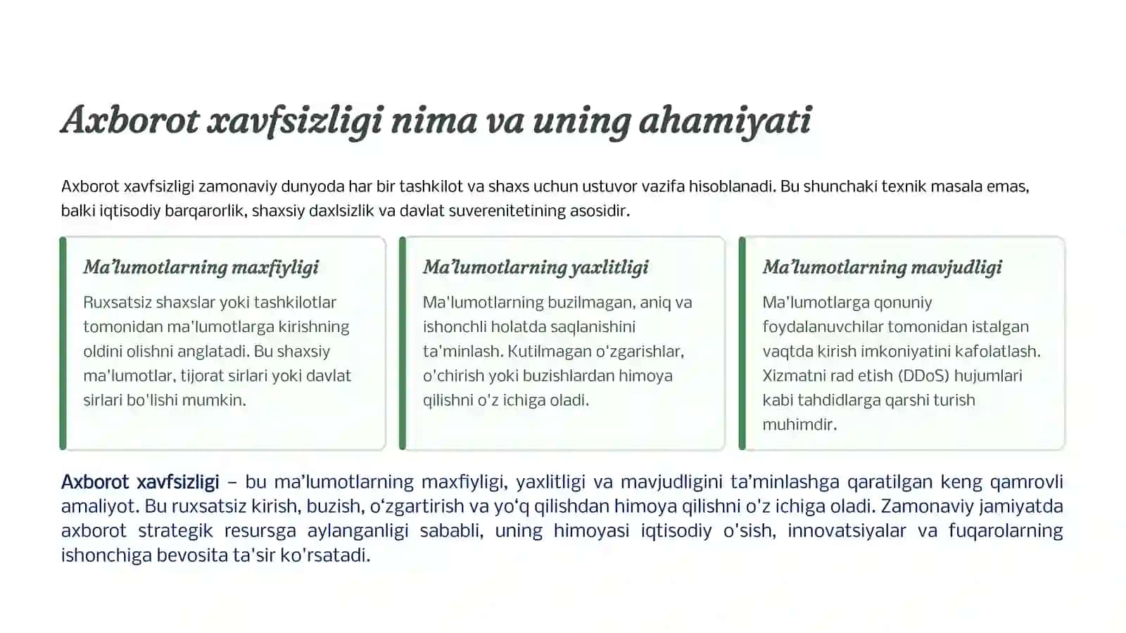 Axborotlar himoyasi. Himoyalashning texnik va dasturiy vositalari 2