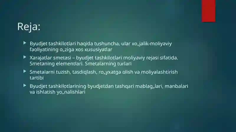 Byudjettashkilotlarini moliyalashtirish asoslari 2