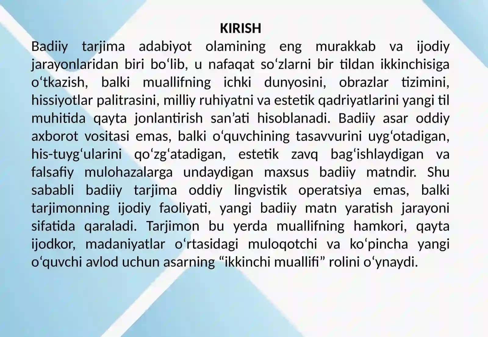 Badiiy tarjimaning umumiy xususiyatlari 2