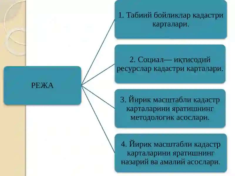Табиий ва социал иқтисодий бойликларни йирик масштабли кадастр карталарини яратишнинг назарий асослари 2