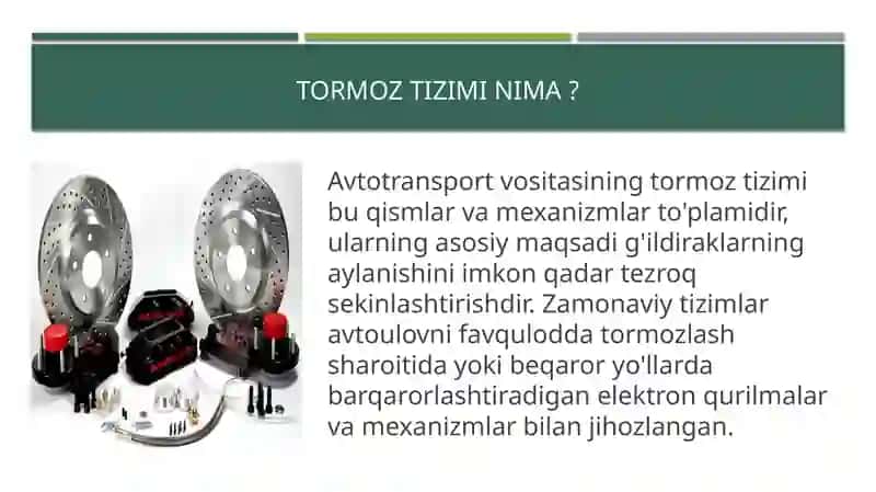 zamonaviy avtomobillar tormoz tizimi 2