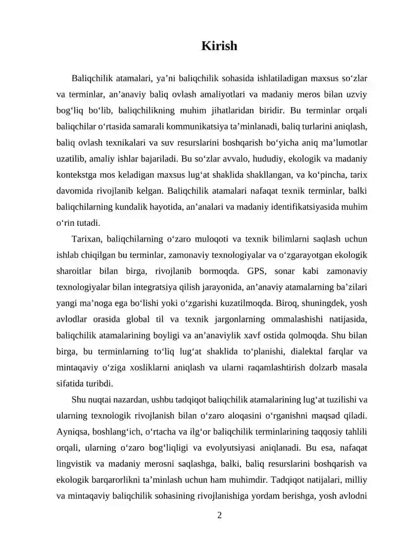 Baliqchilik Atamalari 2