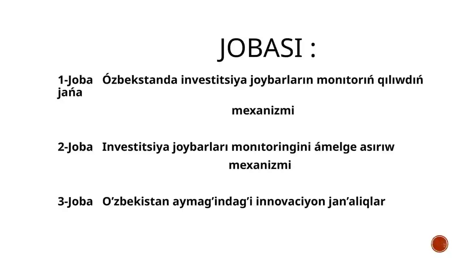 O'zbekistanda amelge asirilip atirg’an innovaciya siyasatinin’tiykarg’i bag'darlari 2