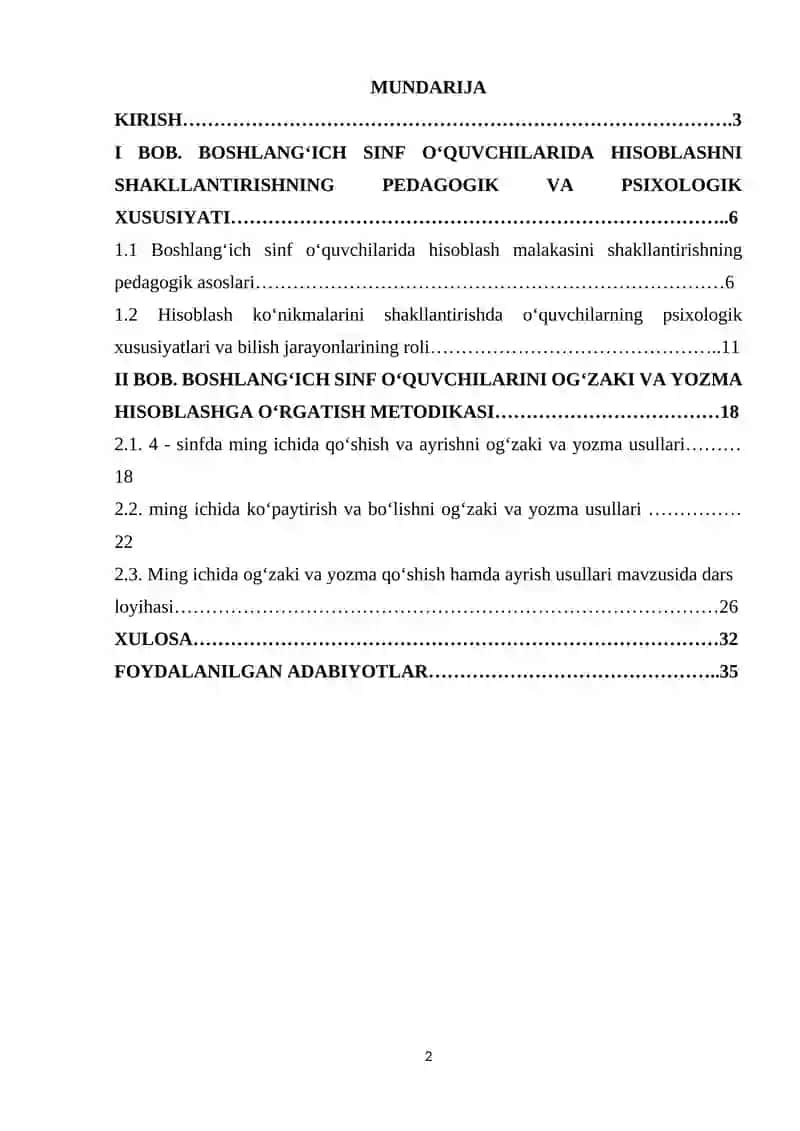 4- sinf oʻquvchilarida ogʻzaki va yozma hisoblashni shakllantirish metodikasi 2