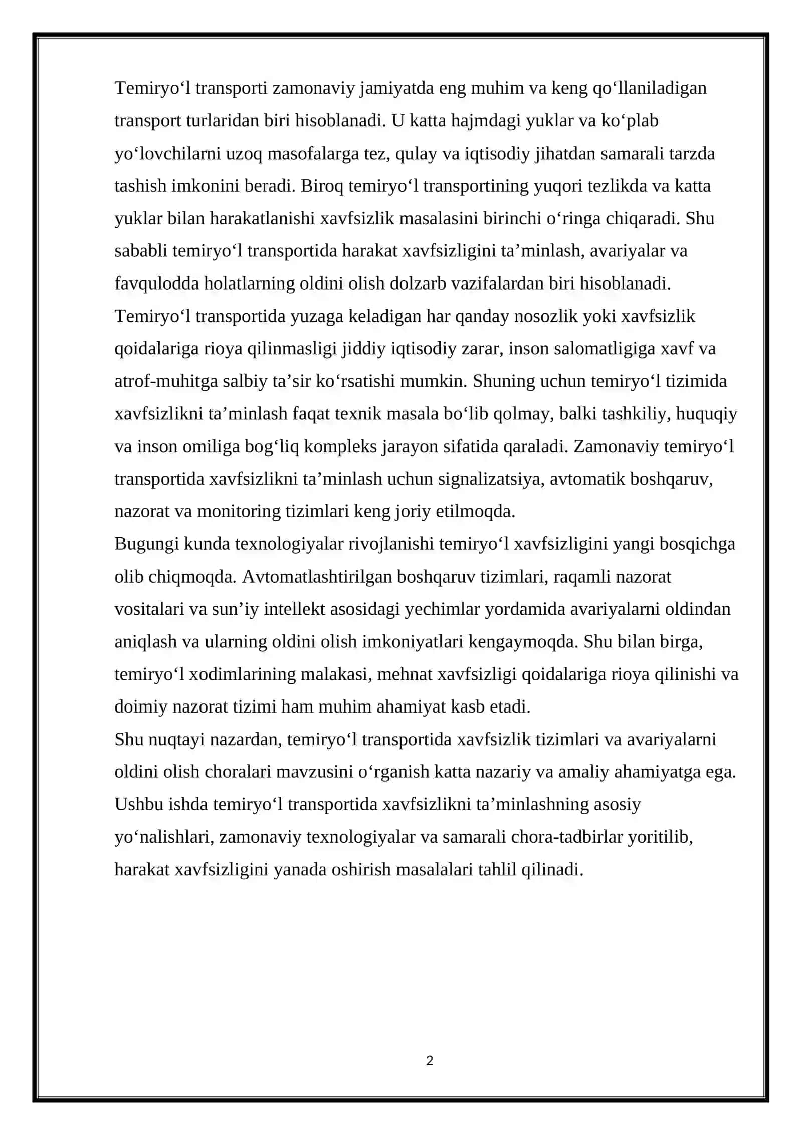 Temiryo‘l transportida xavfsizlik tizimlari va avariyalarni oldini olish choralari 2