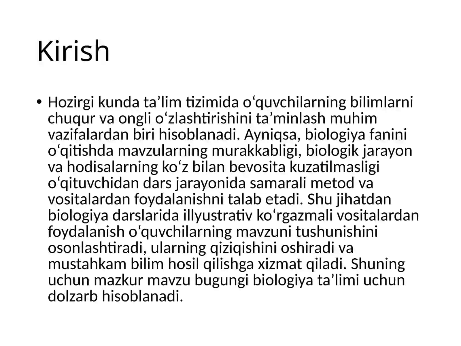 Biologiya fanini o'qitish metodi 2