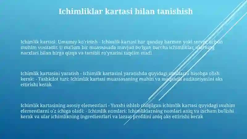 Ichimliklar Kartasi Va Uni Tuzish Tartibi 2