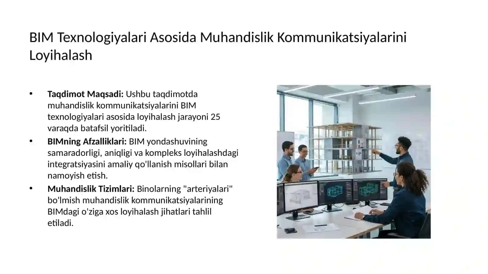 BIM texnologiyalari asosida muxandislik kamunimatsiyalarini loyihalash 2