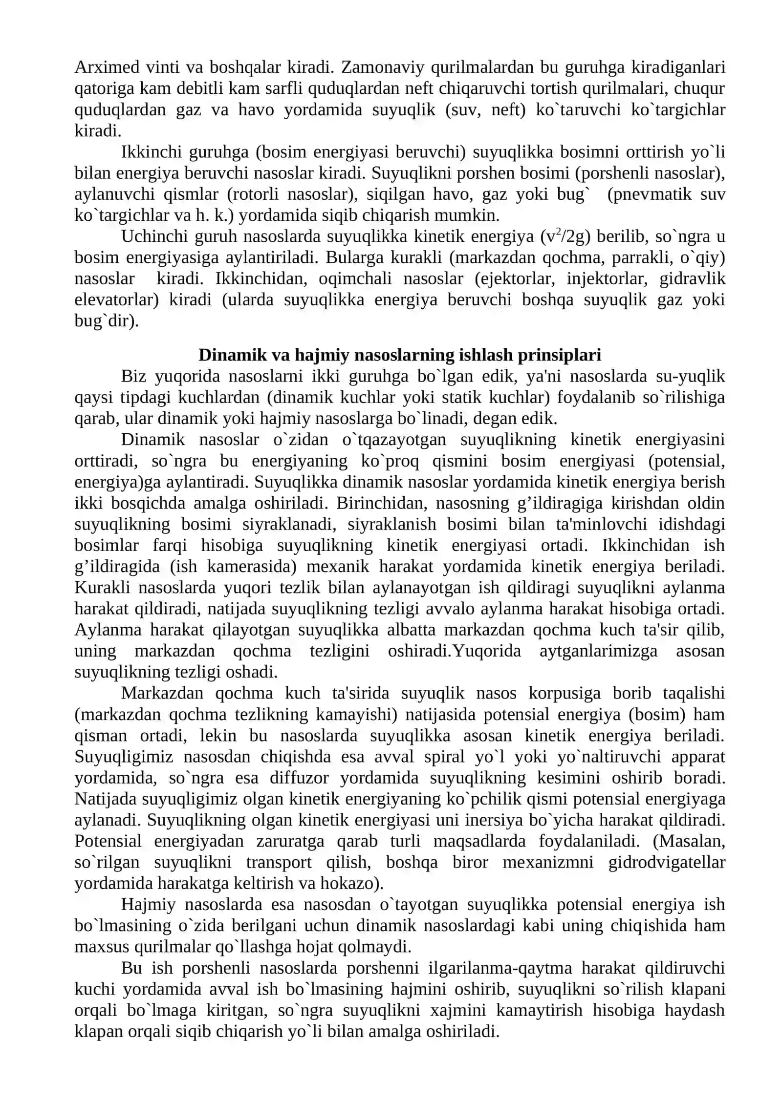 Gidromashinalar haqida umumiy tushunchalar. Dinamik va hajmiy gidravlik mashinalar 2