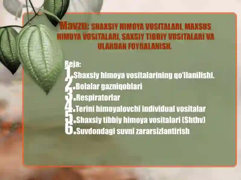 Shaxsiy himoya vositalari. Maxsus himoya vositalari 2