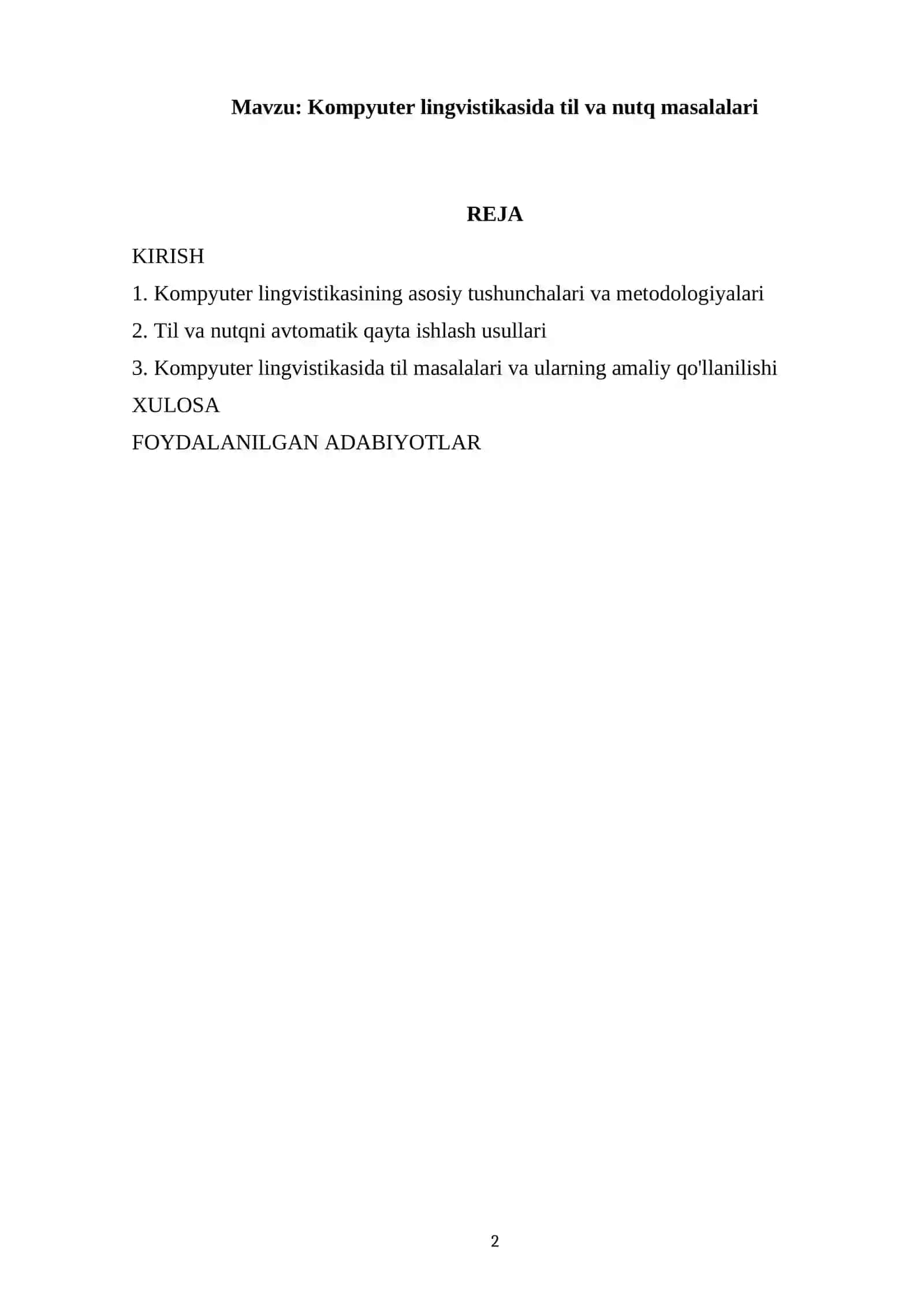 Kompyuter lingvistikasida til va nutq masalalari 2