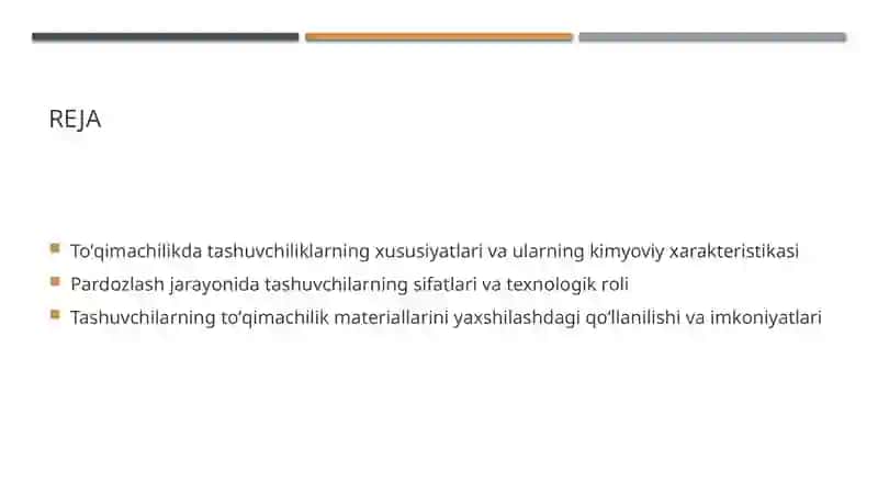 Tashuvchilarning  xususiyati va toʻqimachilik materiallarini pardozlash jarayonida qoʻllanilishi 2