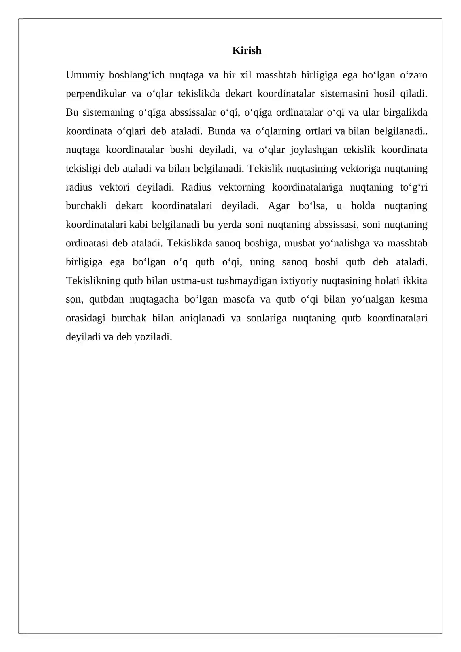 Dekart koordinatalar sistemasi 2