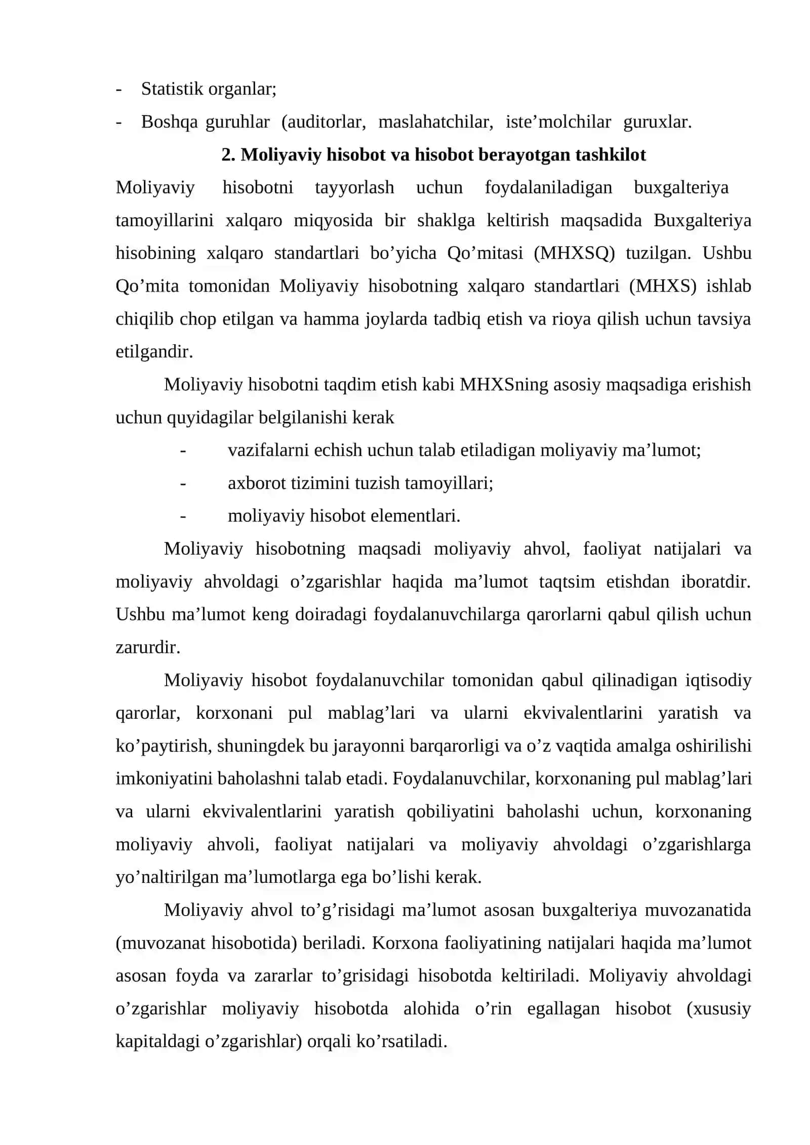 Moliyaviy hisobotning konseptual asoslari 2