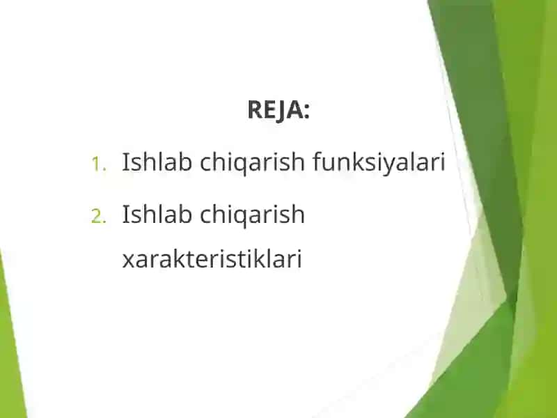 Ishlab chiqarish funksiyalarining xarakteristikalari 2