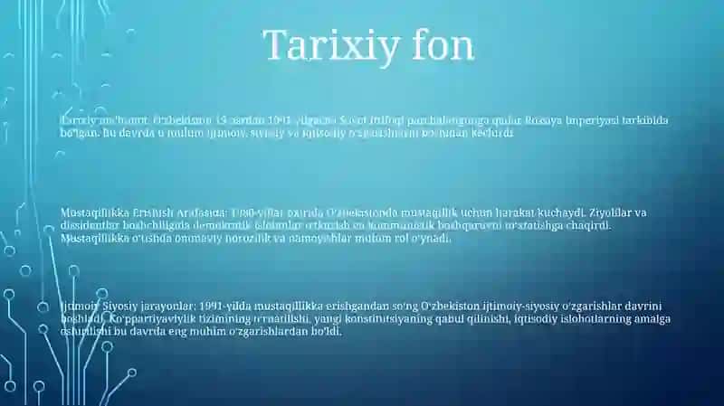 Mustaqillikka Erishish Arafasida OʻZbekistondagi Ijtimoiy Siyosiy Jarayonlar 2