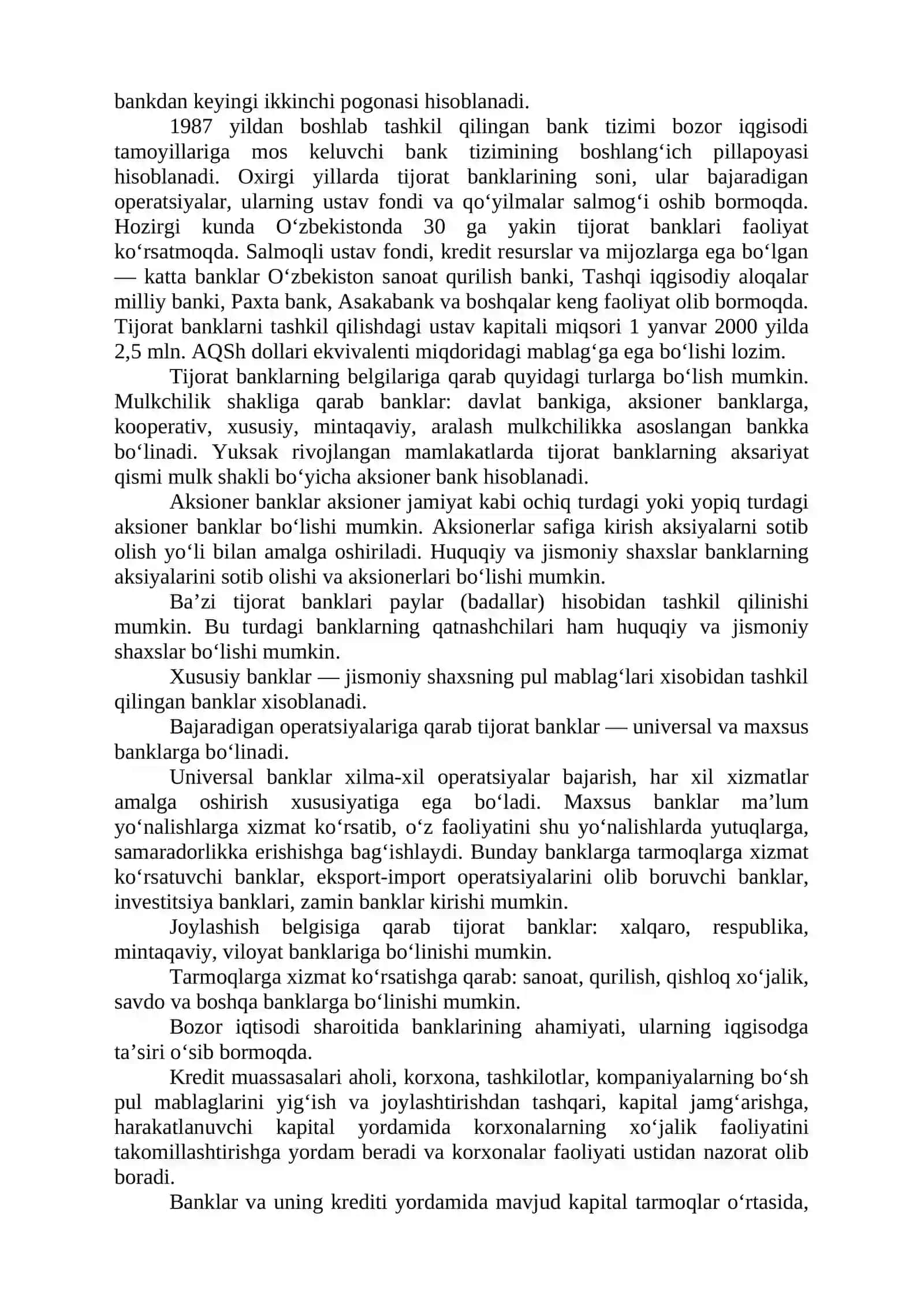 Tijorat banklari, ularning vazifalari va funksiyalari 2