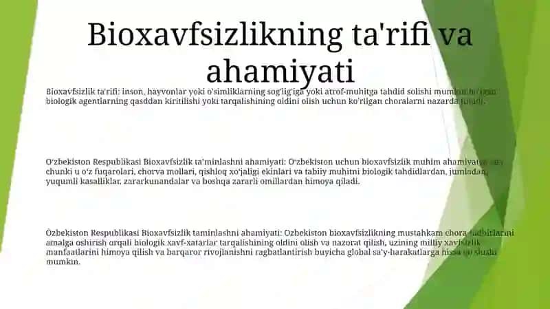 Òzbekiston Respublikasi Bioxavfsizlik Taminlashni Ahamiyati 2
