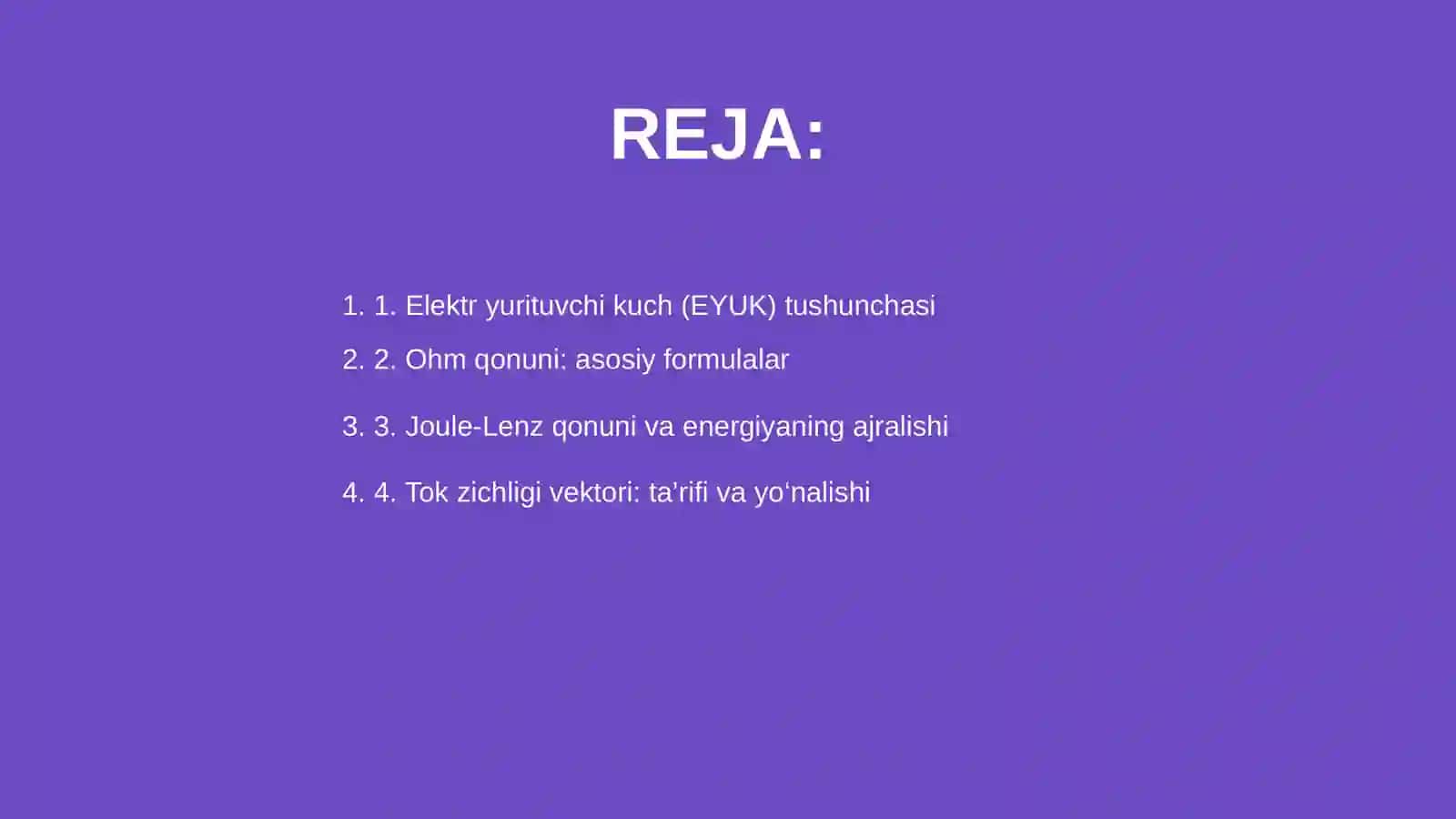 EYUK. Om va Joul Lens qonunlari 2