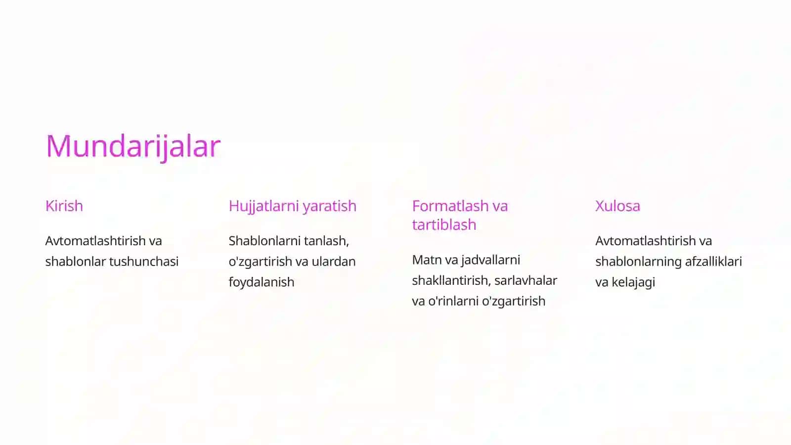 Avtomatlashtirilgan vositalar va shablonlar 2