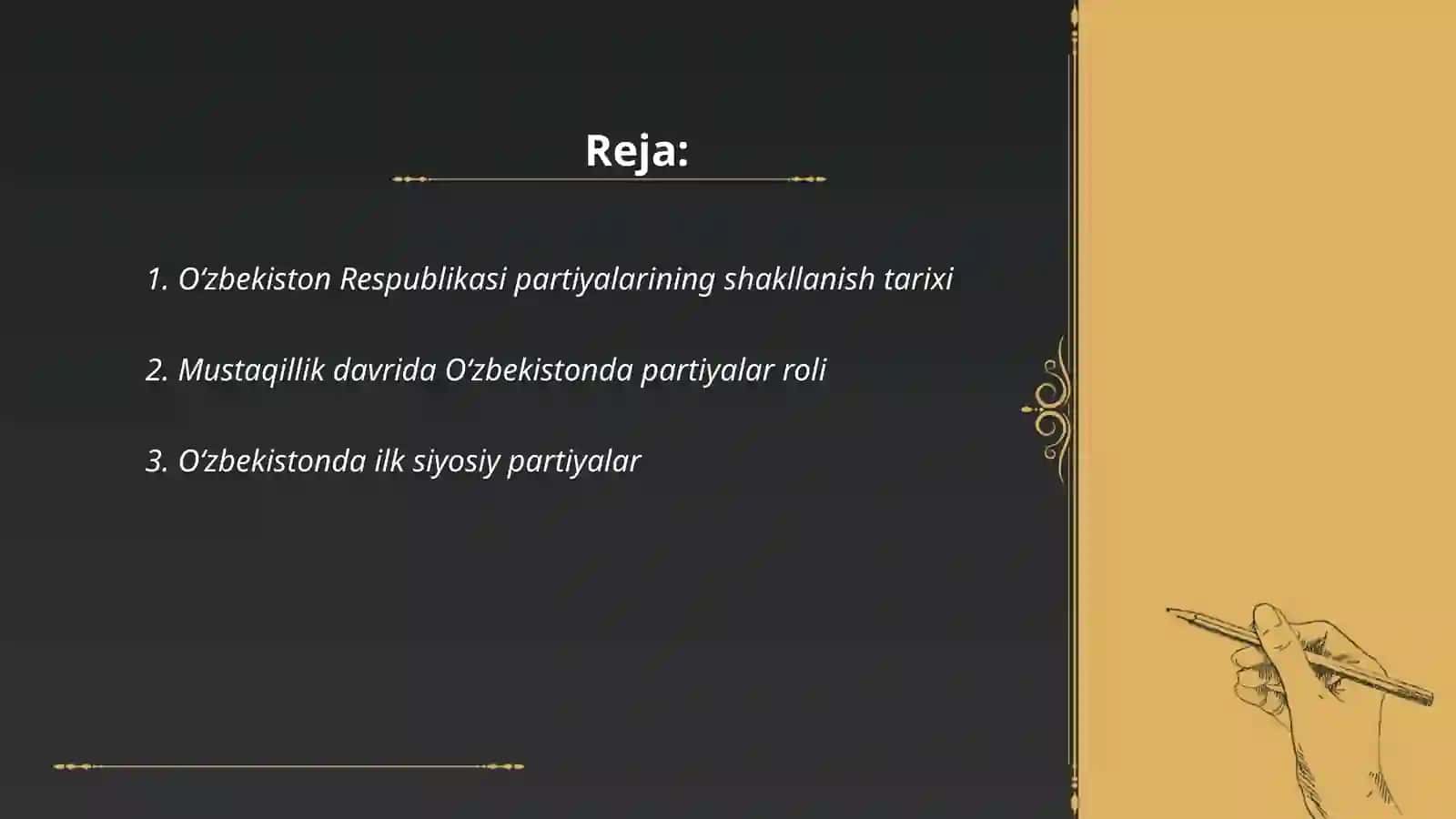 O‘zbekiston Respublikasida partiyalar tarixi va faoliyati 2