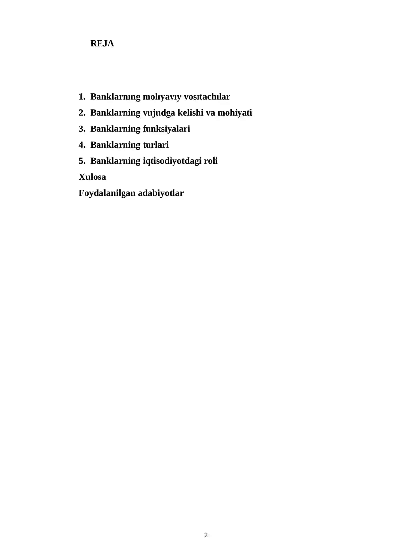 Banklarning moliyaviy vositachilar savdo tashkilotchilar sifati oʻrni 2