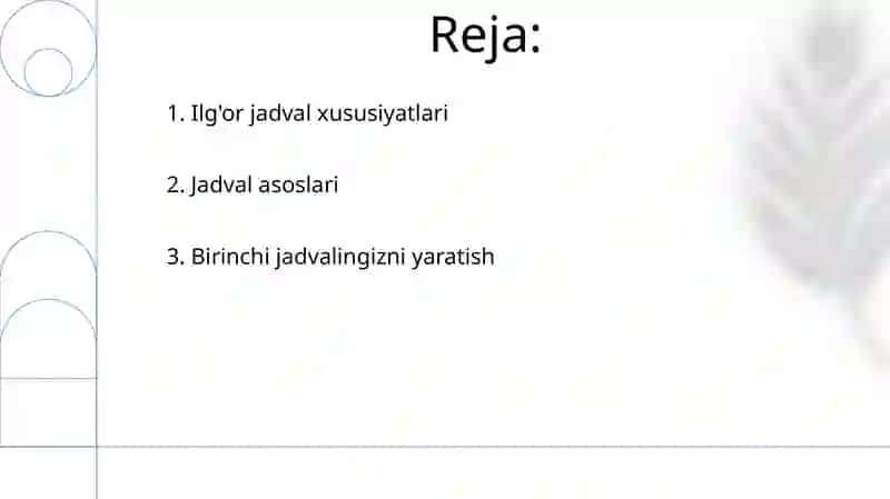 Elektron jadvallar hujjatlarni yarating 2