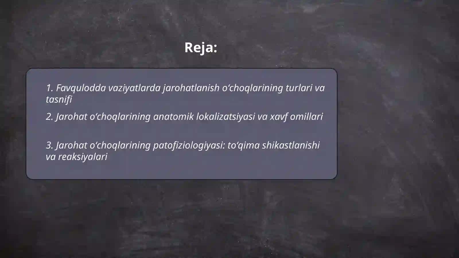 Favqulodda vaziyatlarda vujudga keluvchi jarohatlanish oʻchoqlarining tabiiy - taktik tavsifi 2