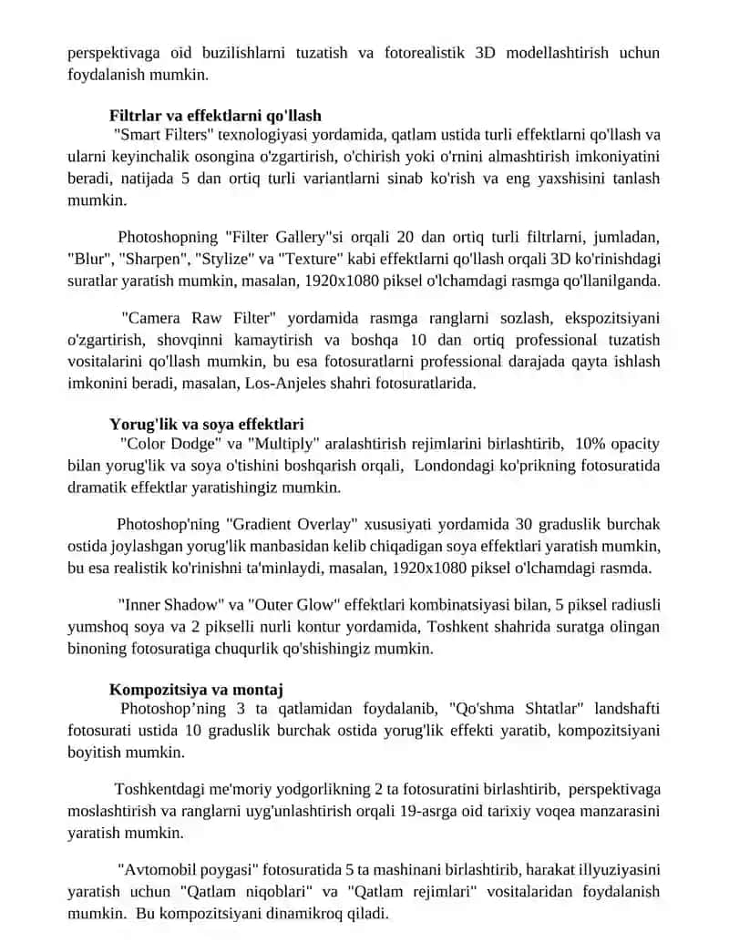 Adobe Photoshop dasturida maxsus effektlar yaratish yo'llari 2