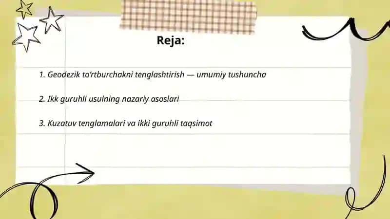 Geodezik to‘rtburchakni tenglashtirish 2