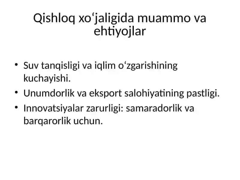 Oʻzbekistonda qishloq xoʻjaligida innovatsiyalar 2