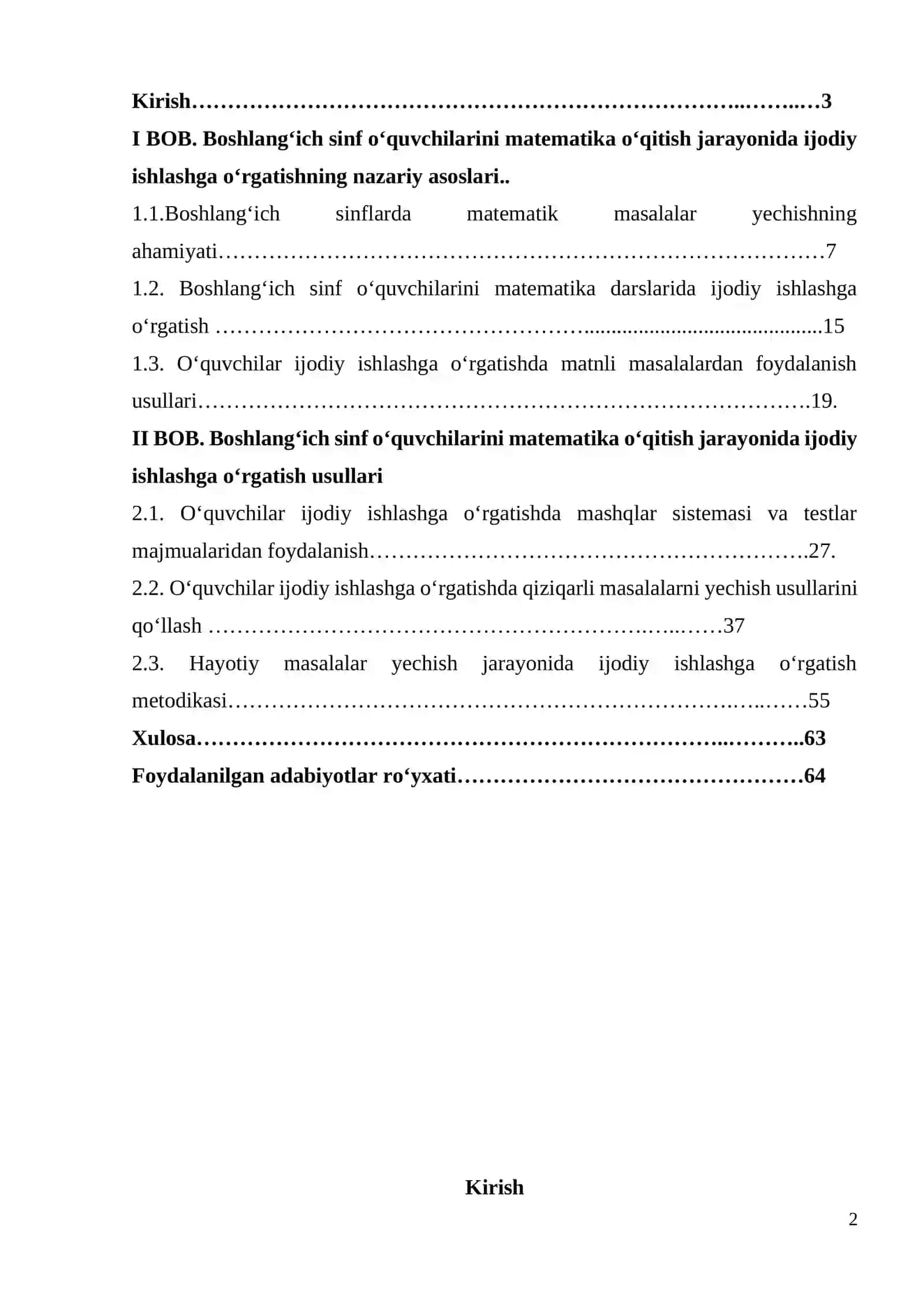BOSHLANG‘ICH SINFLARDA MATЕMATIKADAN O‘QUVCHILARNI IJОDIY ISHLASHGA O‘RGATISH MЕTОDIKASI(1-SINF MISOLIDA) 2