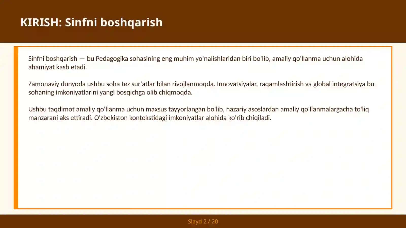 Sinfni boshqarish 2
