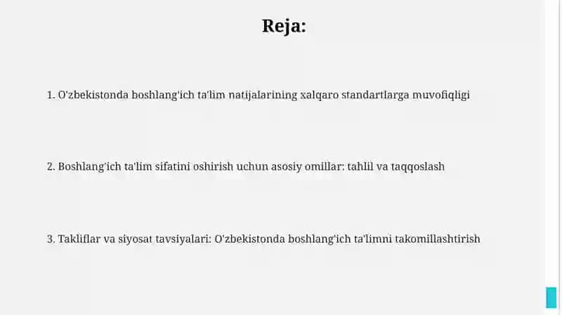 O'zbekistonda boshlang'ich ta'lim natijalarining xalqaro mezonlar asosida tahlili 2