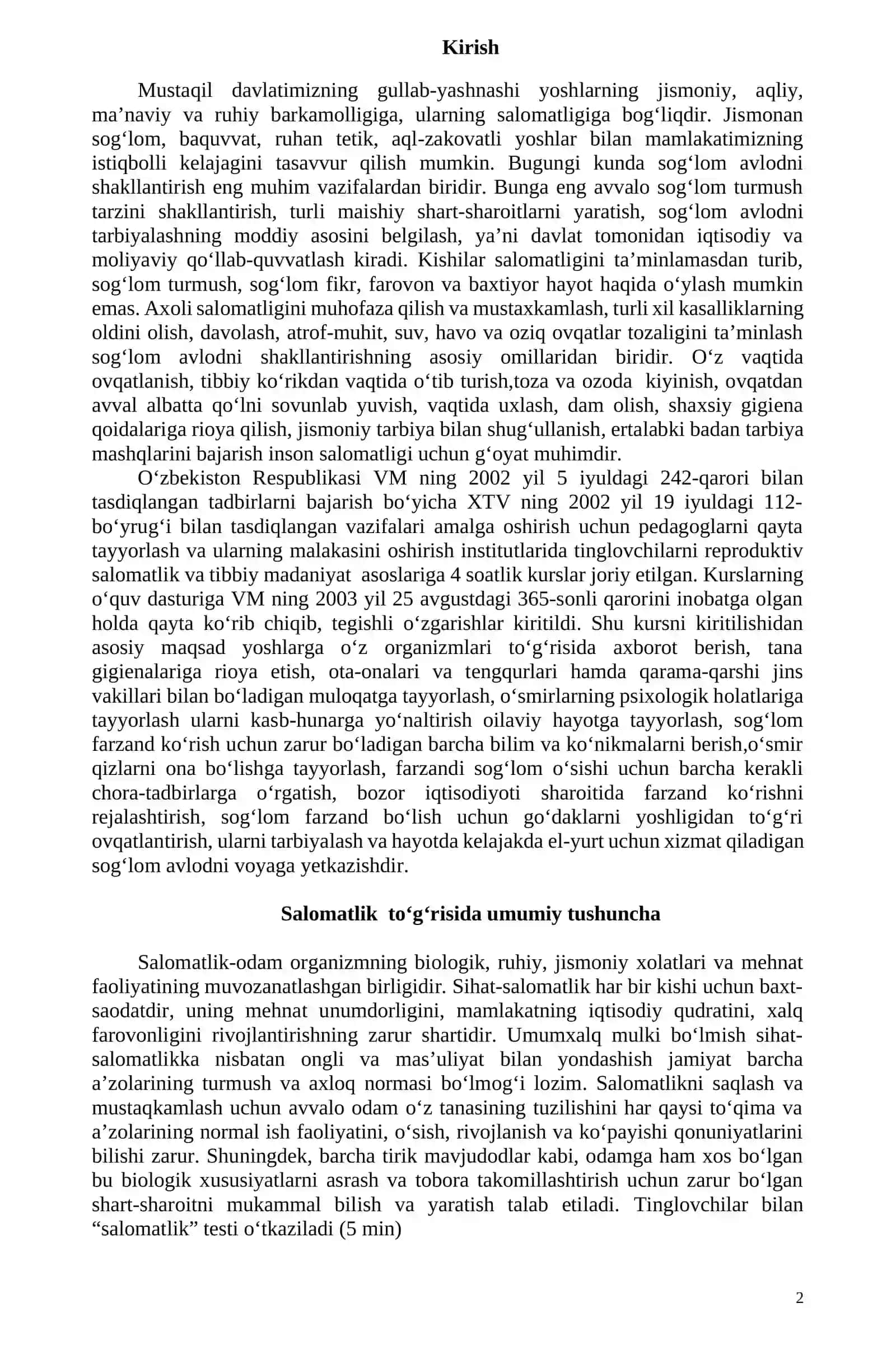 Reproduktiv salomatlik. Reproduktiv markazlarning maqsadlari 2