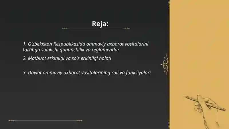 O‘zbekiston Respublikasida ommaviy axborot vositalarining foaliyati 2