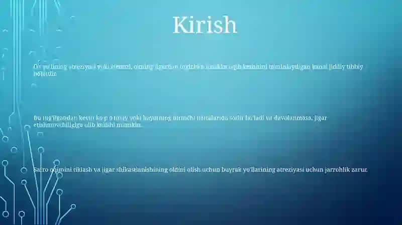 Òt Chiqarish Yòllarining Atreziyalarida Operatsiyalar 2