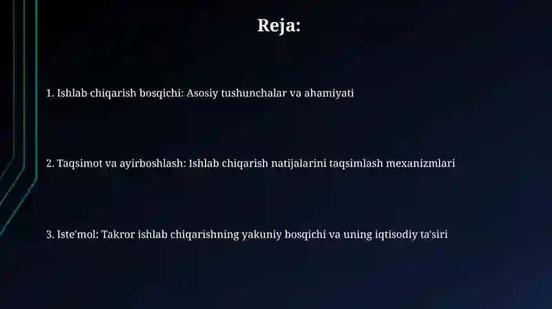 Iqtisodiyotda takror ishlab chiqarishning birinchi fazosi 2