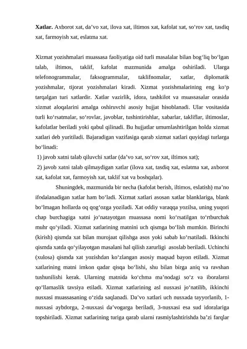 Xizmat xatlari 2