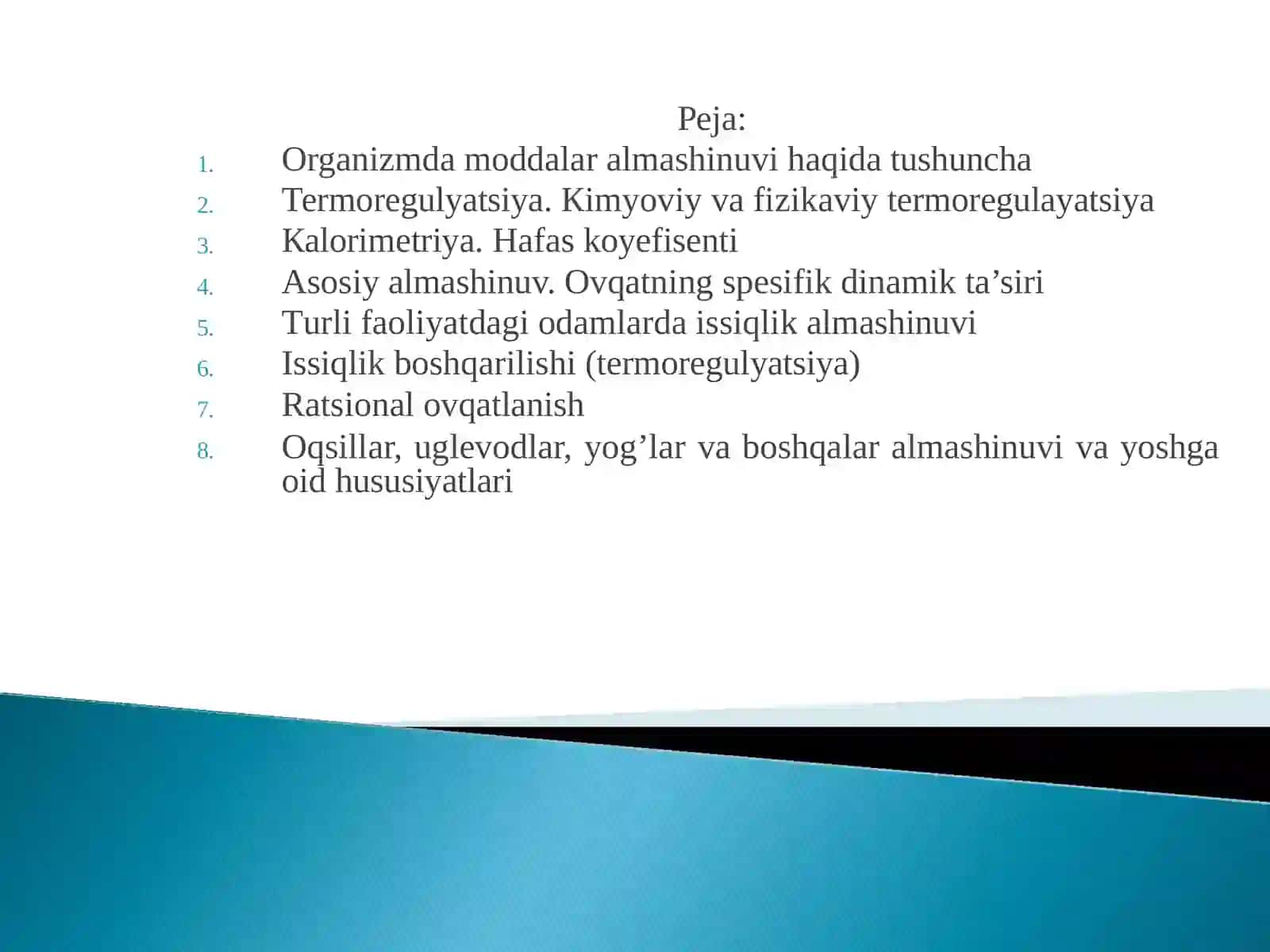Моdda va energiya almashinuvi 2