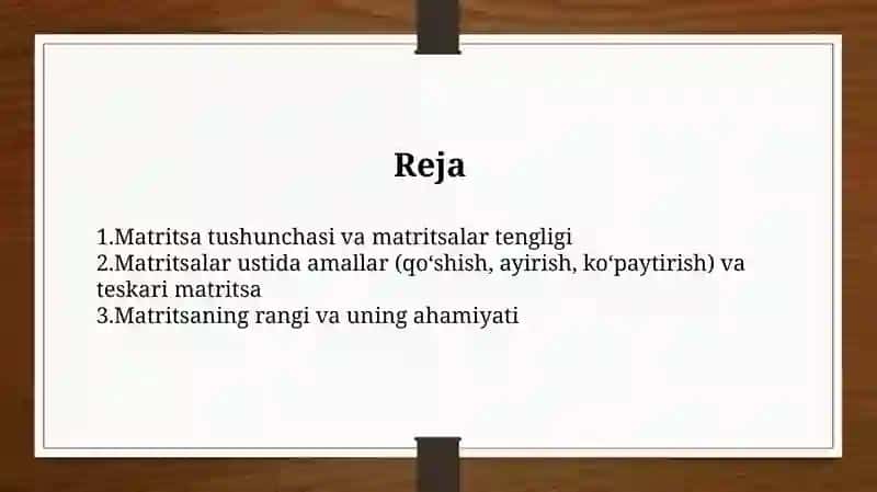 Matritsa haqida tushuncha 2