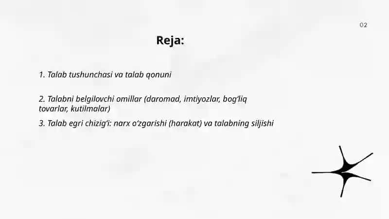 Talab va Taklif nazaryasi. Bozor Muvozanati 2