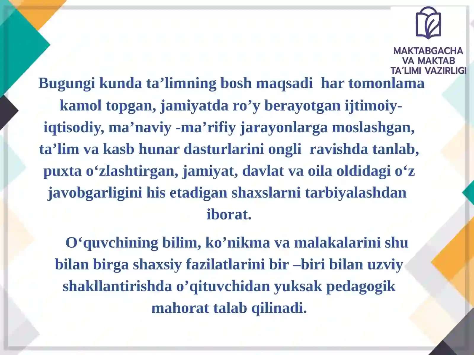 Zamonamiz qahramonlari mavzusini o‘tishda o‘quvchilarda ijodiy ko‘nikmalarni shakllantirish 2